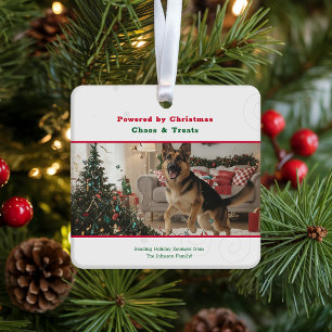 Schalkhaftes lustiges Hunde-Foto Weihnachten Ferie Keramikornament