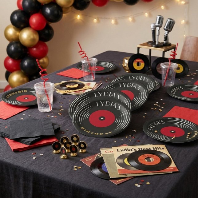 Schallplatte Art Deco Geburtstag Papier Teller  (Von Creator hochgeladen)