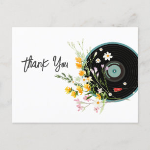 Schallplatte, Oldies Rustikale Musik, Blumen Postkarte