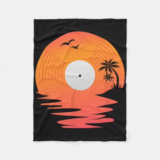 Schallplatte Retro-Diskette Meer Strand Plattenspi Fleecedecke (Vorderseite)