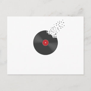 Schallplatte Vinyl Vögel Musik Lied Ton Postkarte