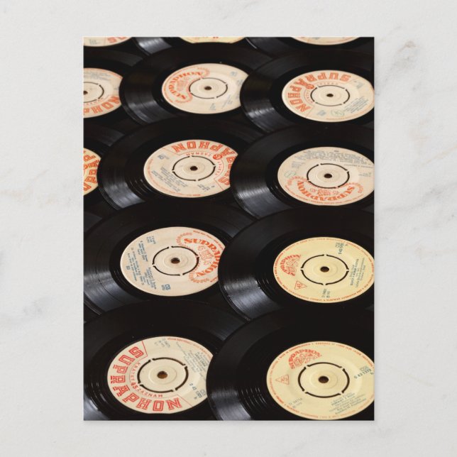 Schallplatten Hintergrund Postkarte (Vorderseite)