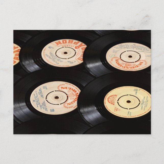 Schallplatten Hintergrund Postkarte (Vorderseite)