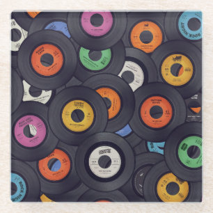Schallplatten-Musik-Hintergrund aus der Vintage-Ze Glasuntersetzer