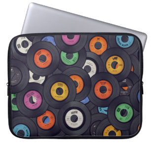 Schallplatten-Musik-Hintergrund im Vintage-Stil Laptopschutzhülle