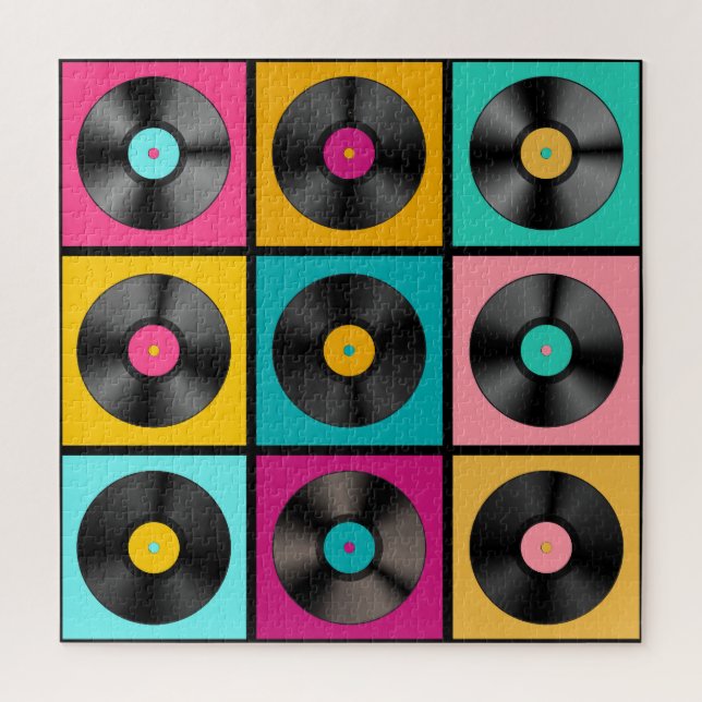 Schallplatten Retro Hintergrund Puzzle (Vertikal)