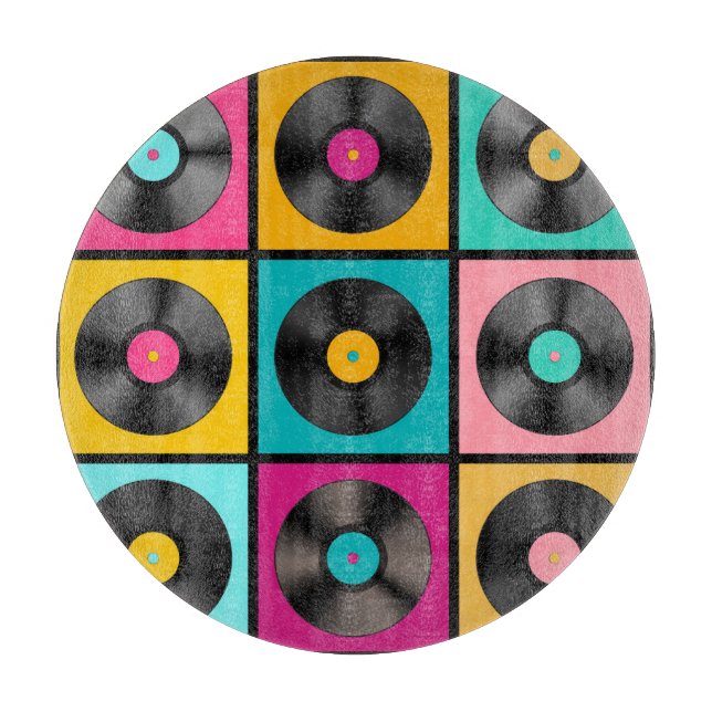 Schallplatten Retro Hintergrund Schneidebrett (Vorderseite)