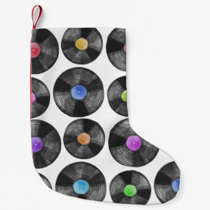 Schallplatten Retro Illustration Kleiner Weihnachtsstrumpf