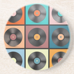 Schallplatten: Retro-LP-Set. Getränkeuntersetzer