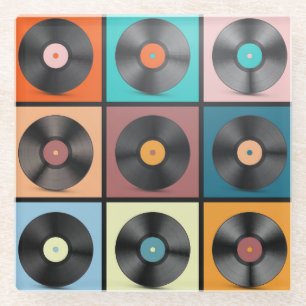 Schallplatten: Retro-LP-Set. Glasuntersetzer