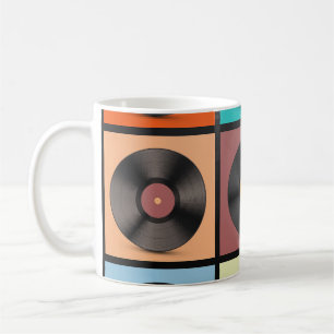 Schallplatten: Retro-LP-Set. Kaffeetasse