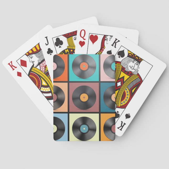 Schallplatten: Retro-LP-Set. Spielkarten (Rückseite)