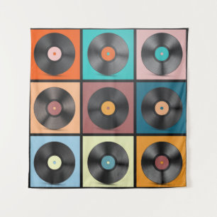 Schallplatten: Retro-LP-Set. Wandteppich