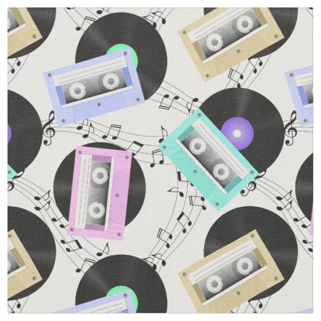 Schallplatten und Kassetten Stoff (Nahaufnahme)