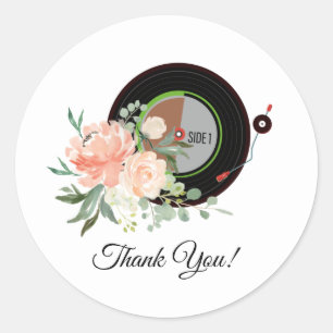 Schallplattenspieler Danke-Sticker Runder Aufkleber