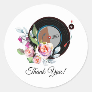 Schallplattenspieler Danke-Sticker Runder Aufkleber