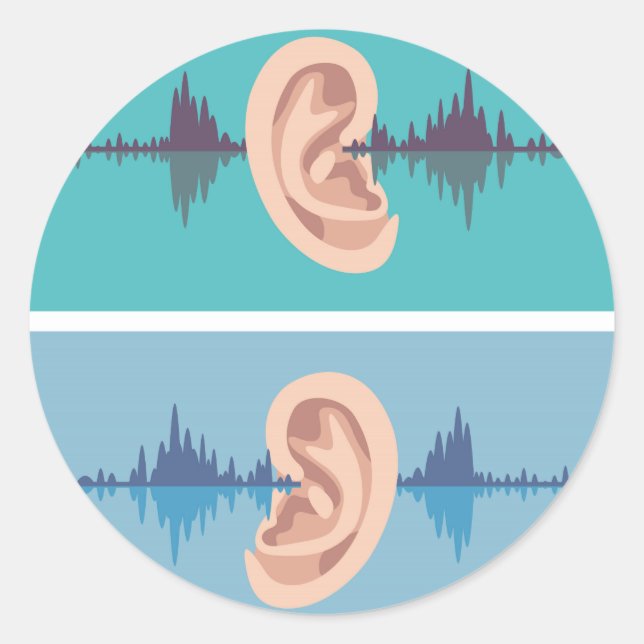 Schallwelle durch das menschliche Ohr Runder Aufkleber (Vorderseite)