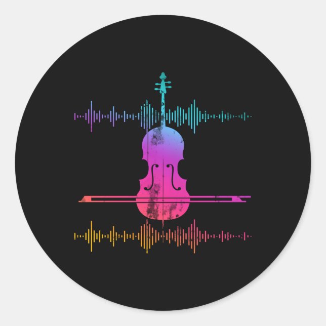 Schallwellen Cello Runder Aufkleber (Vorderseite)