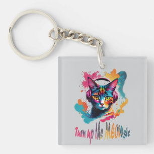 Schalten Sie das meowsic - beste Katzenmusik farbe Schlüsselanhänger