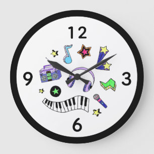 Schalten Sie die Musik hoch Große Wanduhr