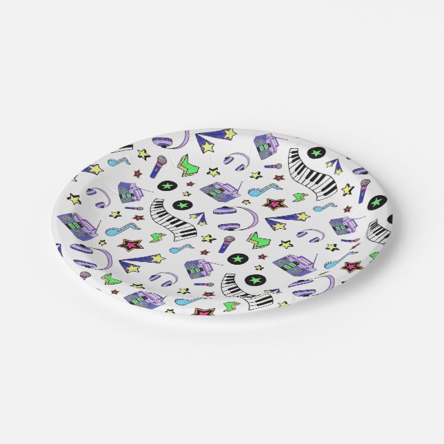 Schalten Sie die Musik hoch Pappteller (Schrägansicht)