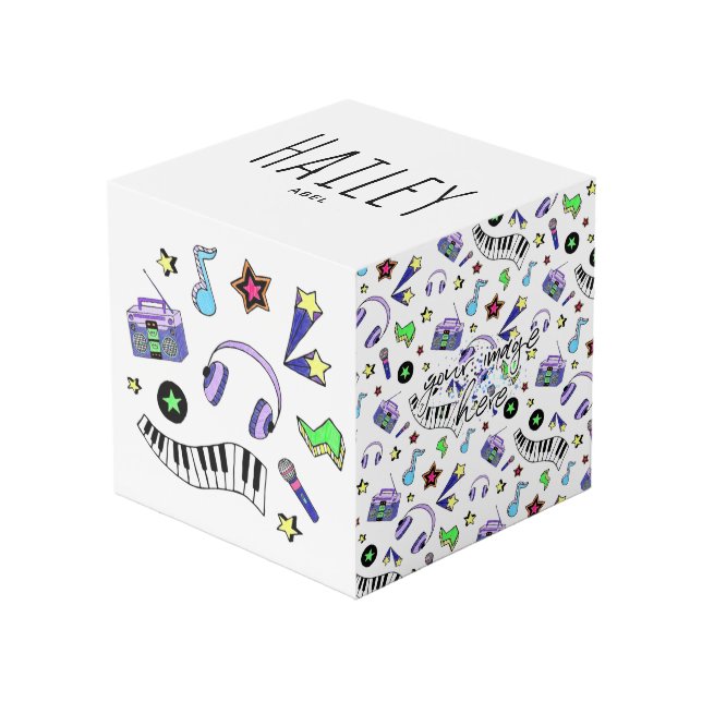 Schalten Sie die Musik hoch Würfel (Vorderseite Schrägansicht)