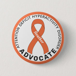 Schaltfläche ADHD Advocate Ribbon White Button