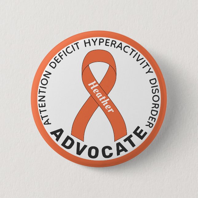 Schaltfläche ADHD Advocate Ribbon White Button (Vorderseite)