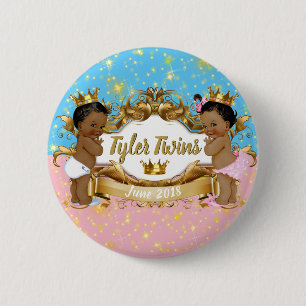 Schaltfläche "African Princess Pink Blue Glitzer" Button