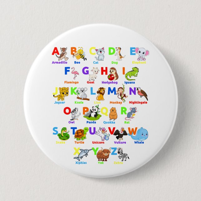 Schaltfläche "Alphabet Animal ABCs Learning Round" Button (Vorderseite)