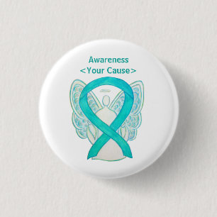 Schaltfläche "aquamarin Awareness Ribbon Custom An Button