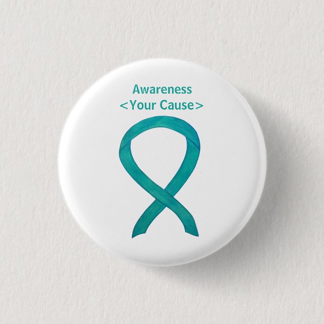 Schaltfläche "aquamarin Awareness Ribbon Custom Ar Button (Vorderseite)