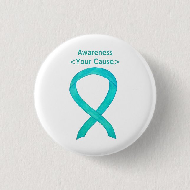 Schaltfläche "aquamarin Awareness Ribbon Custom Ar Button (Vorderseite)