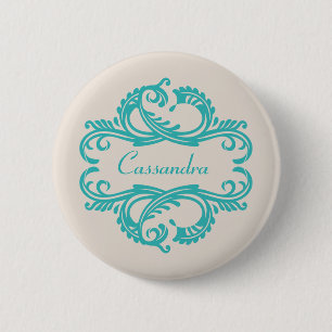 Schaltfläche "aquamarin Chic Damask" Button