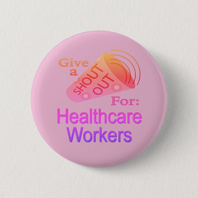 Schaltfläche "Ausrufen für Mitarbeiter im Gesundhe Button (Vorderseite)