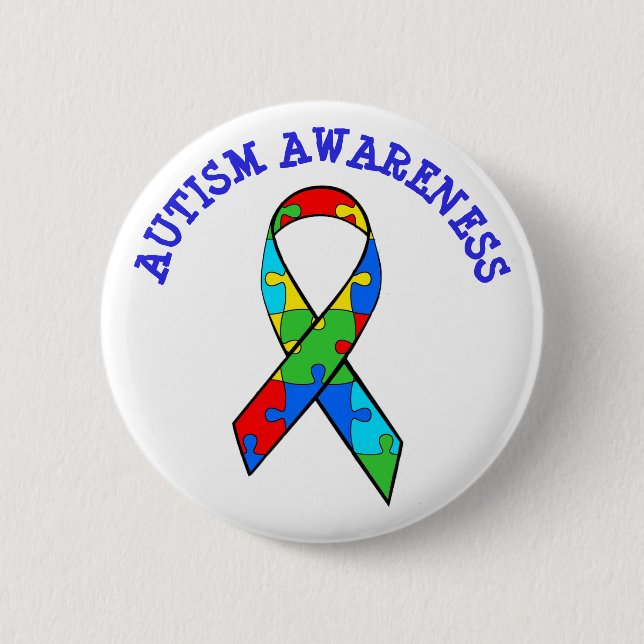 SCHALTFLÄCHE "AUTISM AWARENESS RIBBON ROUND" BUTTON (Vorderseite)