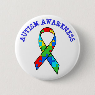 SCHALTFLÄCHE "AUTISM AWARENESS RIBBON ROUND" BUTTON