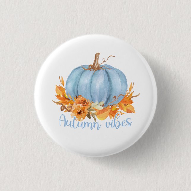Schaltfläche Autumn Vibes Blue Pumpkin Button (Vorderseite)