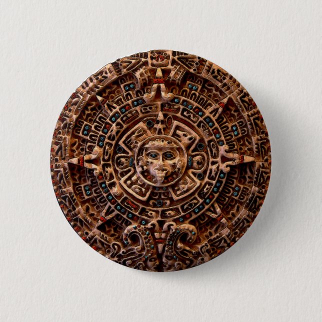 Schaltfläche "AZTECA" Mayan Sun-Calender Button (Vorderseite)