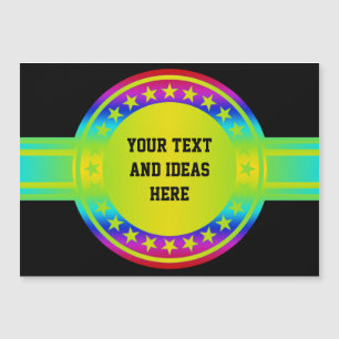 Schaltfläche / Banner - Sterne neonfarbig + Ihr Ba Magnetkarte
