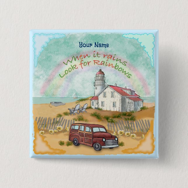 Schaltfläche "Beach Rainbow Lighthouse" Button (Vorderseite)