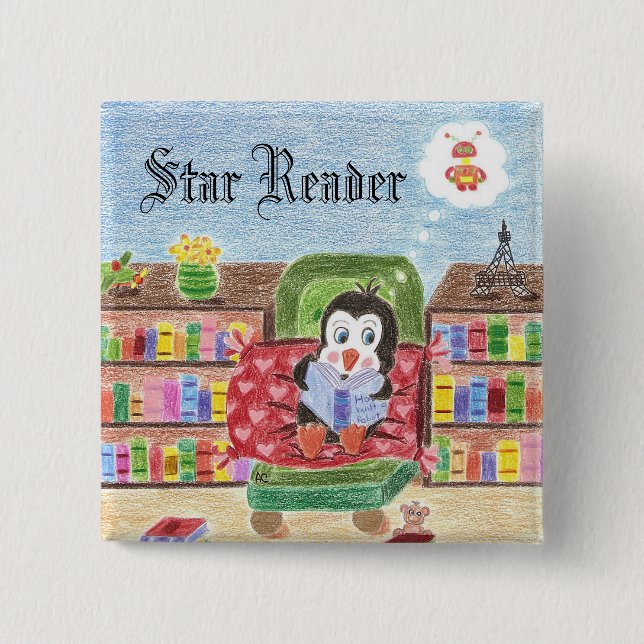 Schaltfläche "Belohnung für Pinguine lesen" Button (Vorderseite)