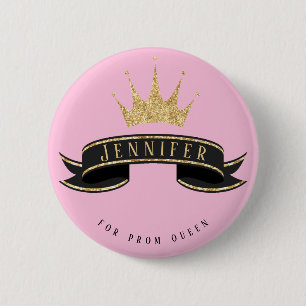 Schaltfläche "Benutzerdefiniertes Prom" Queen Pink Button