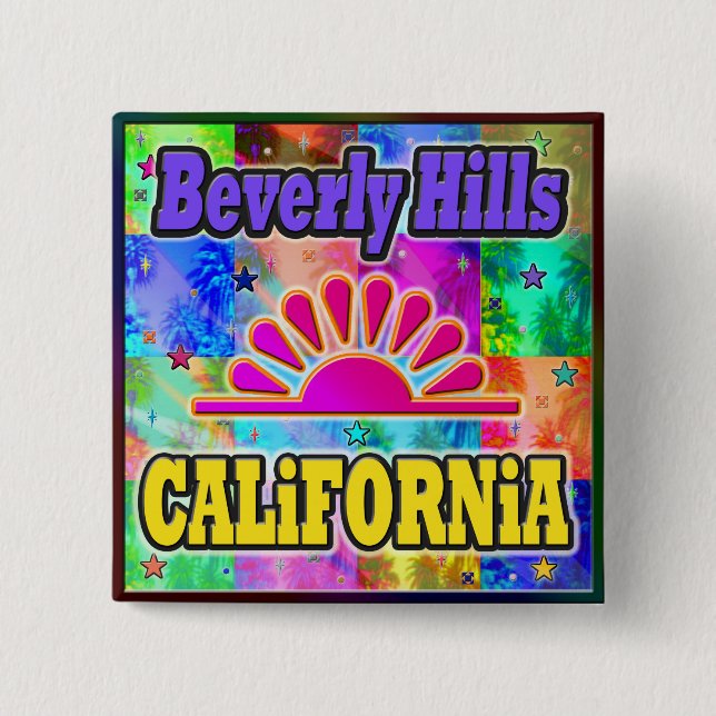 Schaltfläche Beverly Hills Sun & Palms Button (Vorderseite)