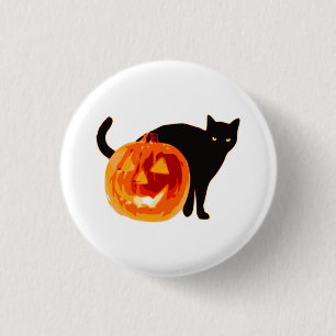 Schaltfläche "Black Cat & Jack O' Lantern Hallowe Button