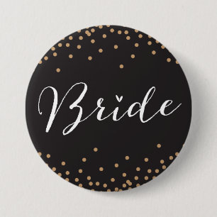 Schaltfläche "Black & Gold Confetti Dot Bride" Button