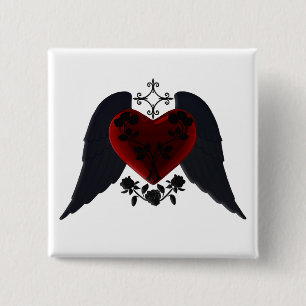Schaltfläche "Black Winged Goth Heart" Button