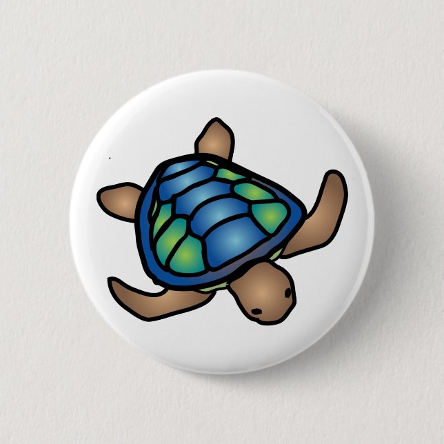 Schaltfläche Blaue grüne Schildkröte Button (Vorderseite)