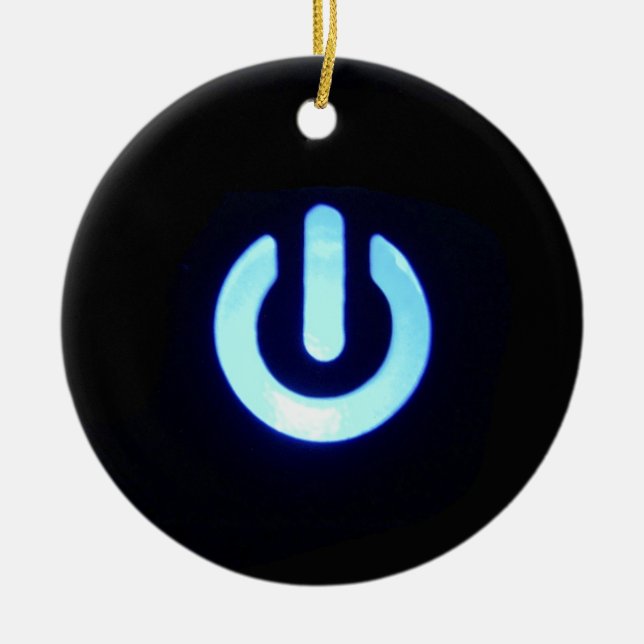 Schaltfläche "Blauer Power" Keramik Ornament (Vorne)