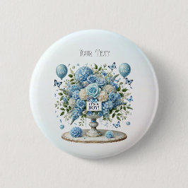Schaltfläche Blauer weißer Blumenvase Button